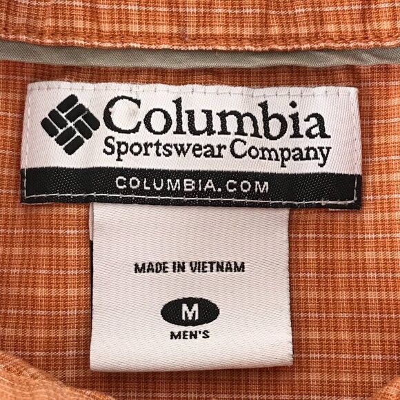 Columbia Casual Button Down Shirt Men's Medium Orange Plaid 100% Cotton Outdoor - Picture 10 of 11